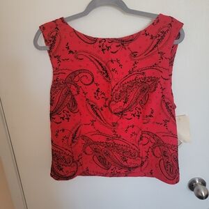 Vintage Lois Snyder Dani Max Size 16 Crop Top Red & Black Made in the USA